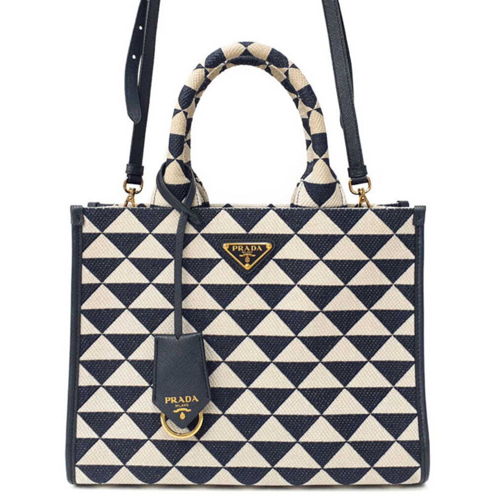 Prada Symbole embroidered tote bag white geometric Black